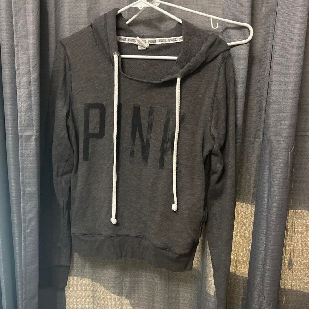 Victoria-s-secret Women's Grey and Black Hoodie